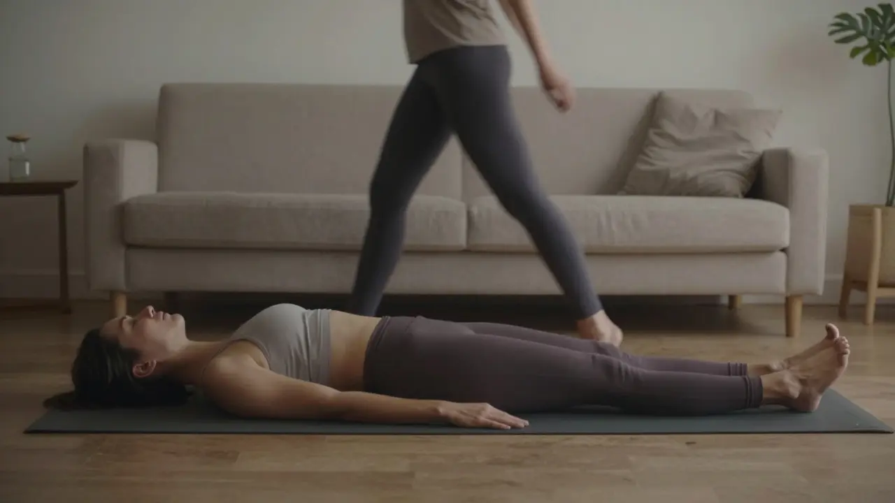 Gentle yoga stretch during recovery