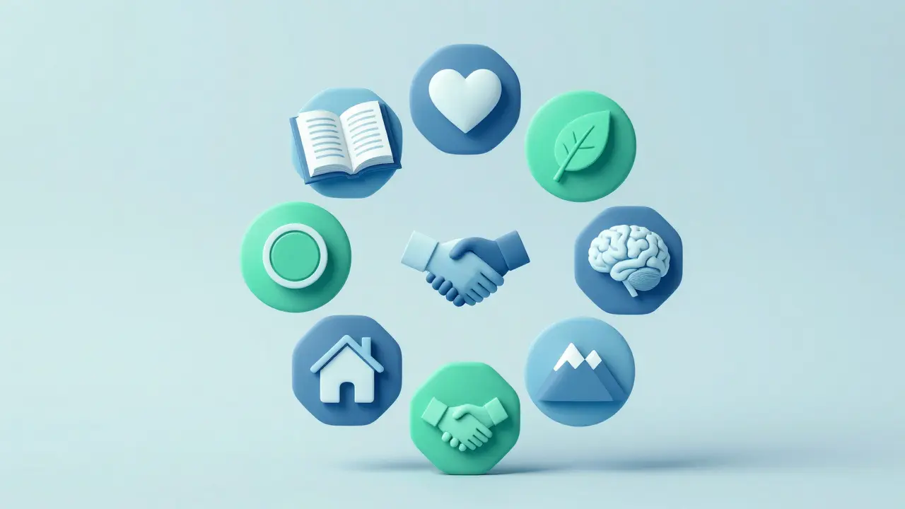 Abstract octagon design representing connected wellness dimensions