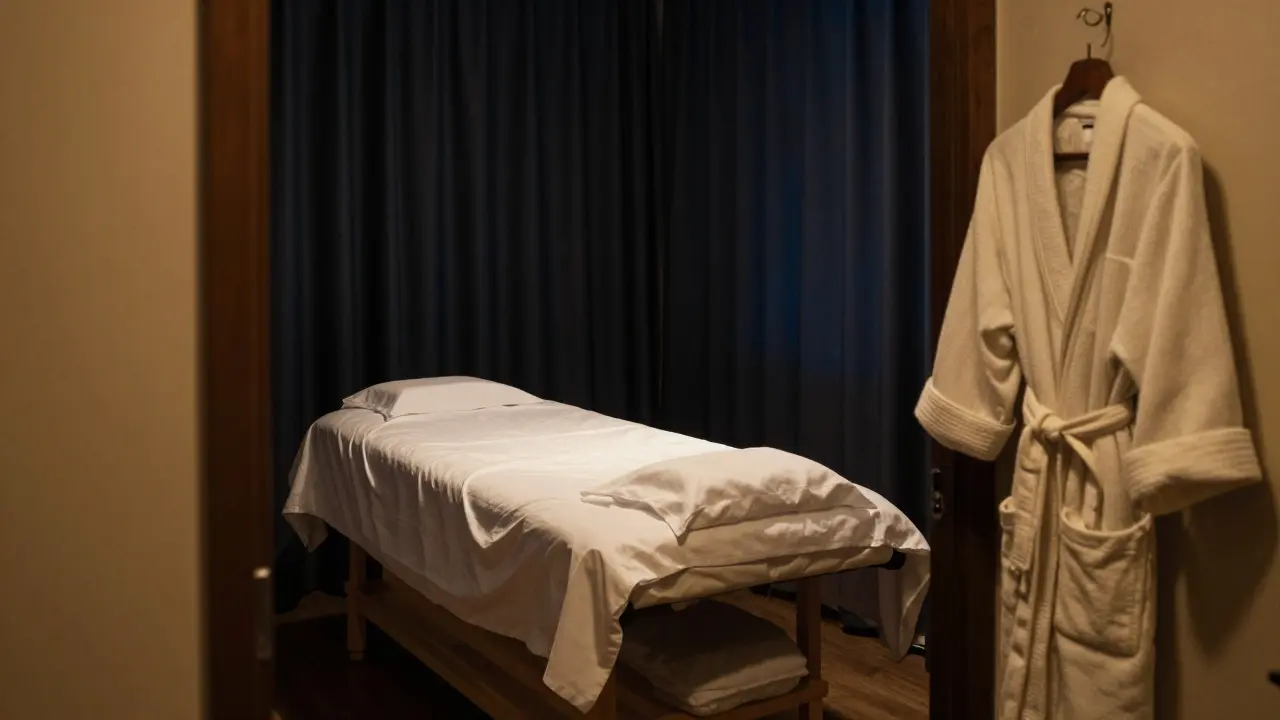 Serene treatment room ready for a wellness session